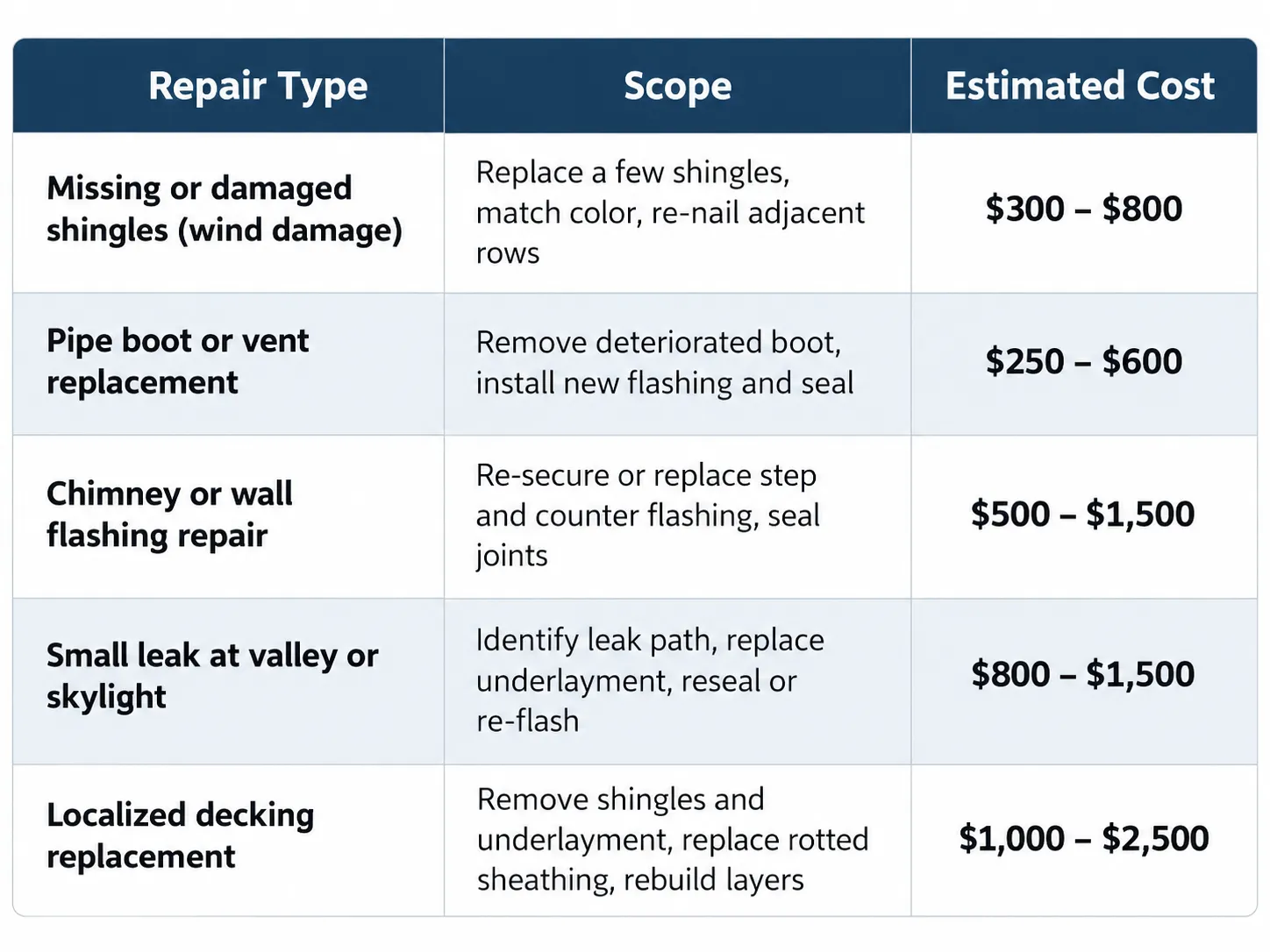 Common Roof Repairs in Anderson and What They Cost